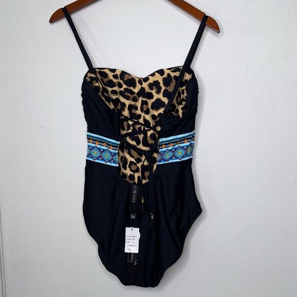 LA BLANCA Running Wild Multi-Strap Cross-Back One Piece Size 12 - Picture 4 of 11